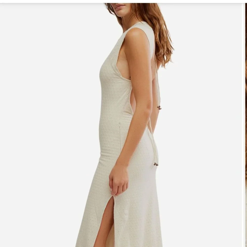 **NWT** Free People Sleeveless Eyelet Embroidered Midi Dress, Medium - Picture 7 of 16